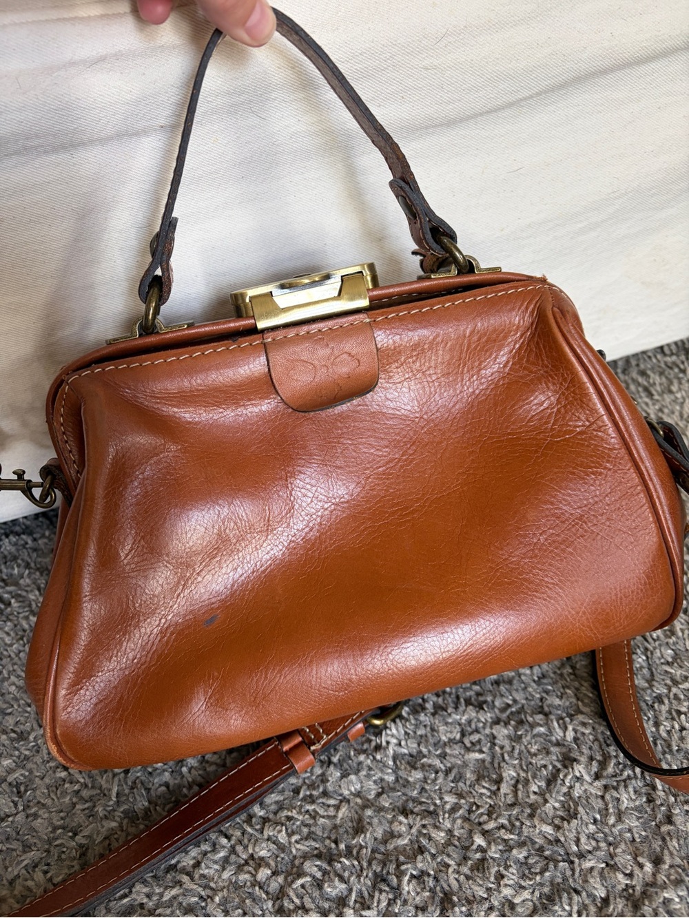 Classic Patricia Nash Italian Brown Leather Frame Handbag
